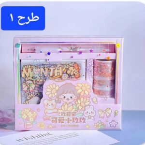 ست چسب واشی، خودکار و استیکر طرح دختر ART & BOOK