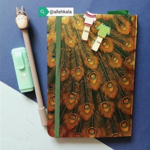 دفتر جلد محکم طاووس طلایی